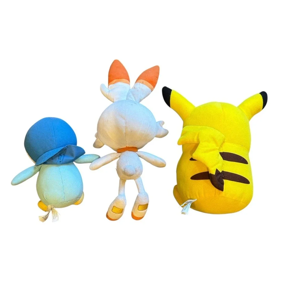 Pokemon Plush Lot Of 3 Scorbunny Pikachu Piplup Toys‎